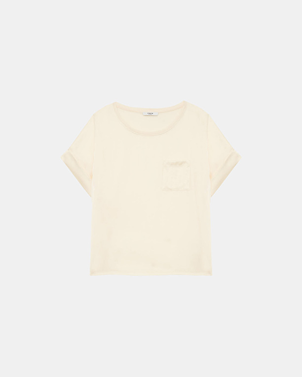 Theo jersey top Ecru satin top ZAPA