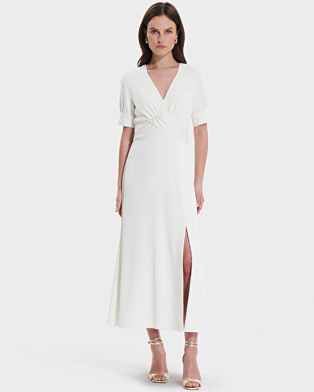 Roseau dress ecru crepe dress zapa