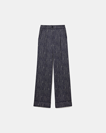 Pino pants Fluid satin pants with navy and white print ZAPA