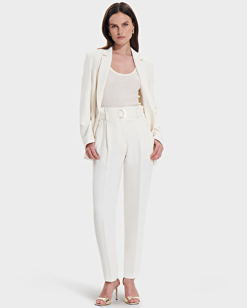 Patricia pants Straight ecru crepe pants ZAPA