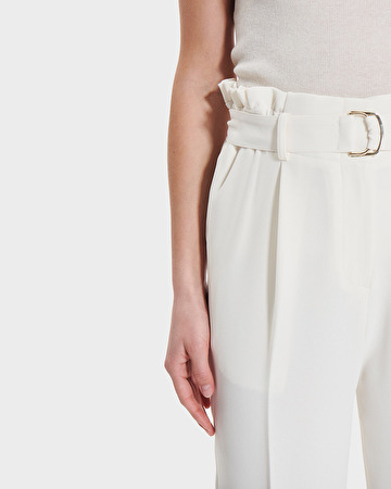 Patricia pants Straight ecru crepe pants ZAPA