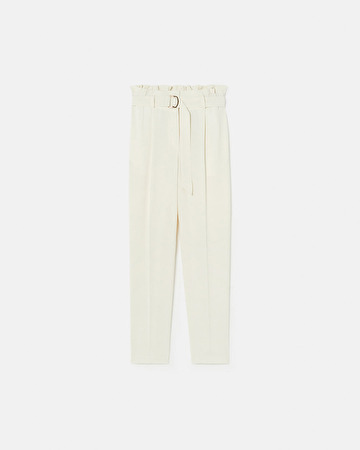Patricia pants Straight ecru crepe pants ZAPA