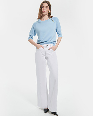 Pauline sweater Sky blue fitted sweater ZAPA