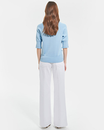 Pauline sweater Sky blue fitted sweater ZAPA