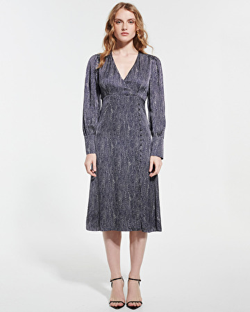 Rainette Dress Navy and white print wrap dress ZAPA