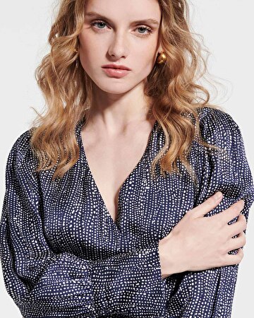 Rainette Dress Navy and white print wrap dress ZAPA