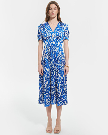 Rafinity dress Long flared dress with blue print ZAPA
