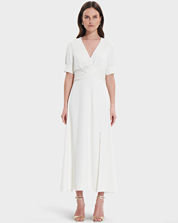 Roseau Dress Ecru crepe dress ZAPA