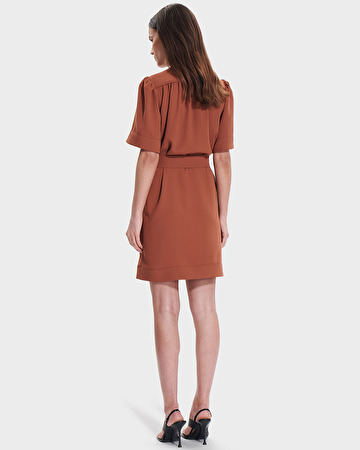 Retie dress Rust fitted straight dress ZAPA
