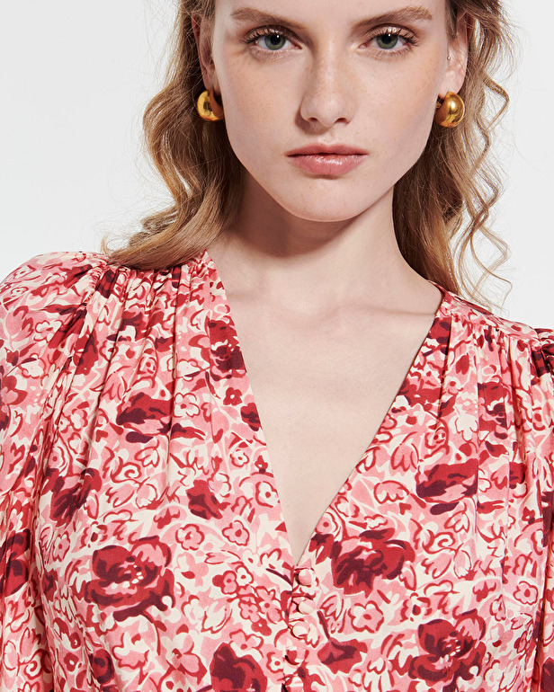 Babel shirt Fluid blouse with retro rose prints ZAPA