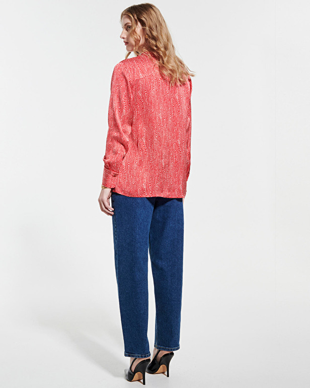 Chipy shirt Fluid satin blouse with red and white print ZAPA