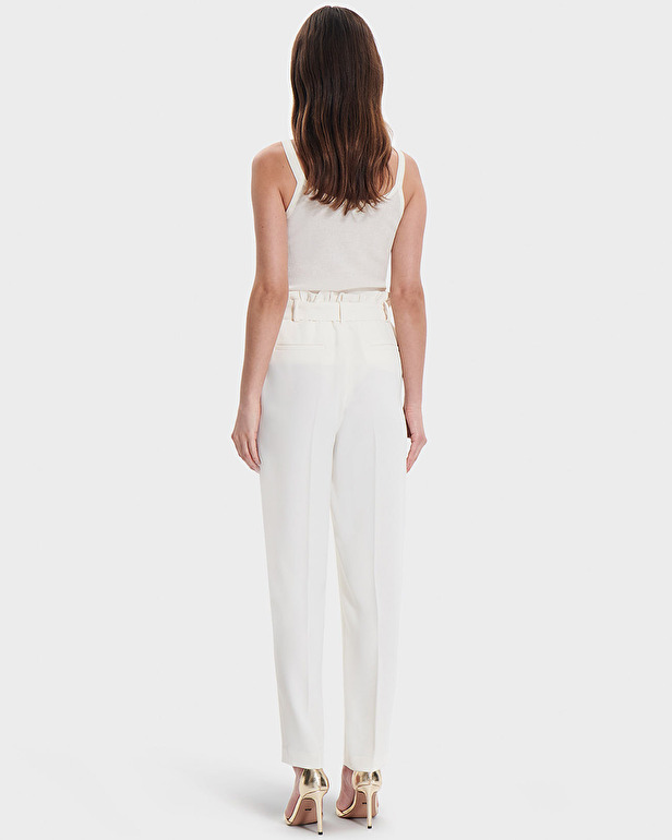 Patricia pants Straight ecru crepe pants ZAPA