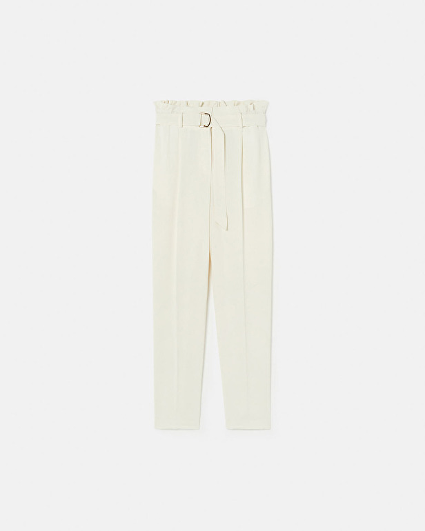 Patricia pants Straight ecru crepe pants ZAPA