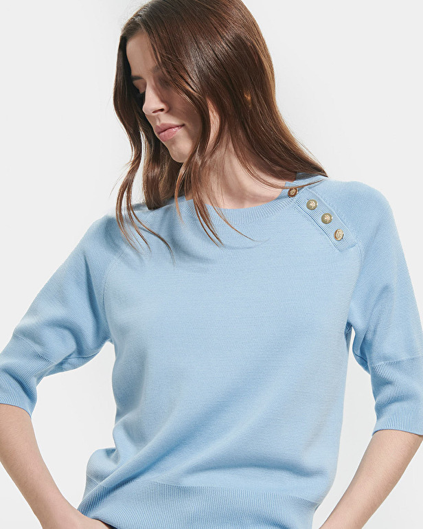 Pauline sweater Sky blue fitted sweater ZAPA