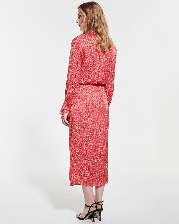Rosy dress Red and white printed bow wrap dress ZAPA