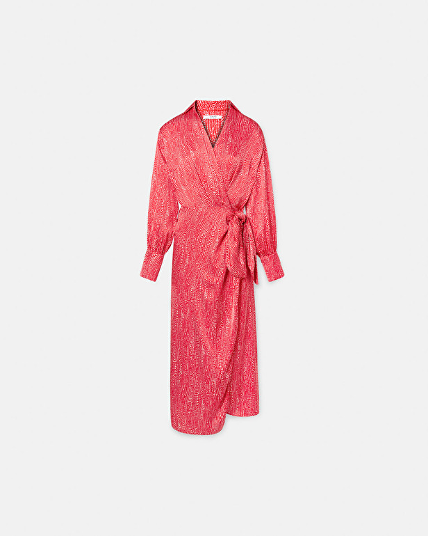 Rosy dress Red and white printed bow wrap dress ZAPA