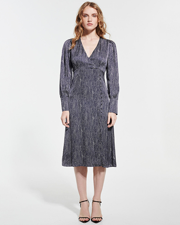 Rainette Dress Navy and white print wrap dress ZAPA