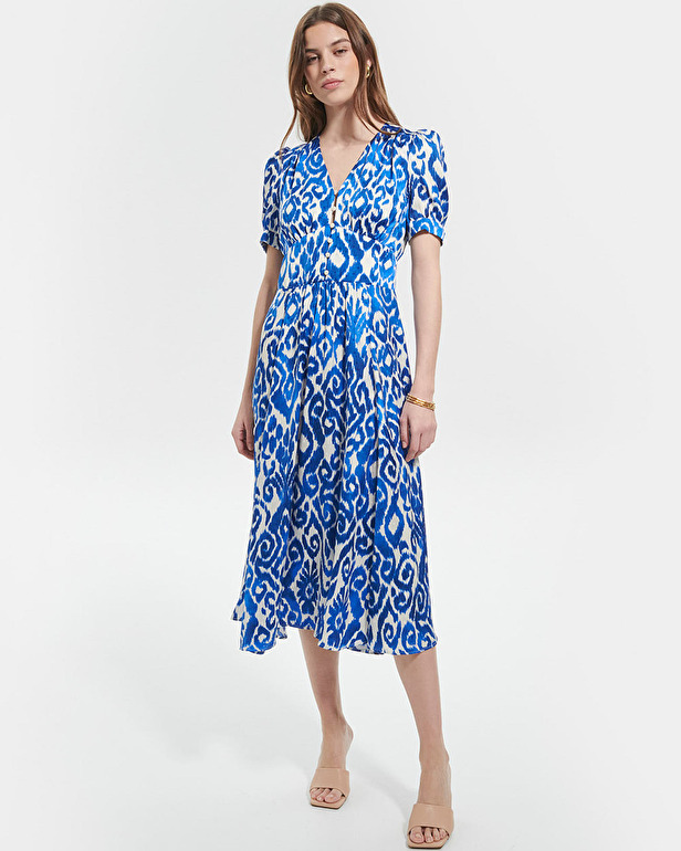 Rafinity dress Long flared dress with blue print ZAPA