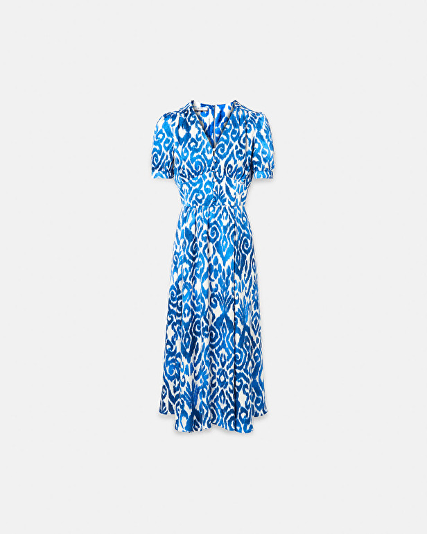 Rafinity dress Long flared dress with blue print ZAPA