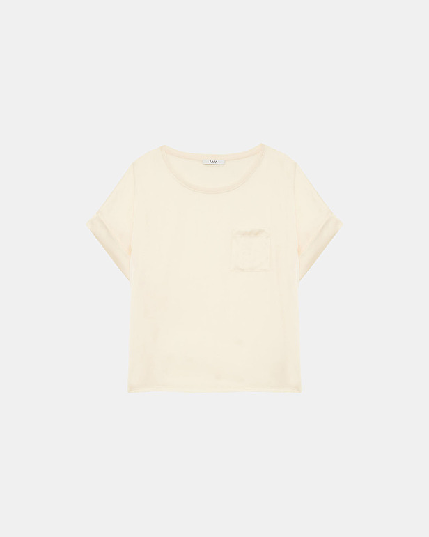 Theo jersey top Ecru satin top ZAPA