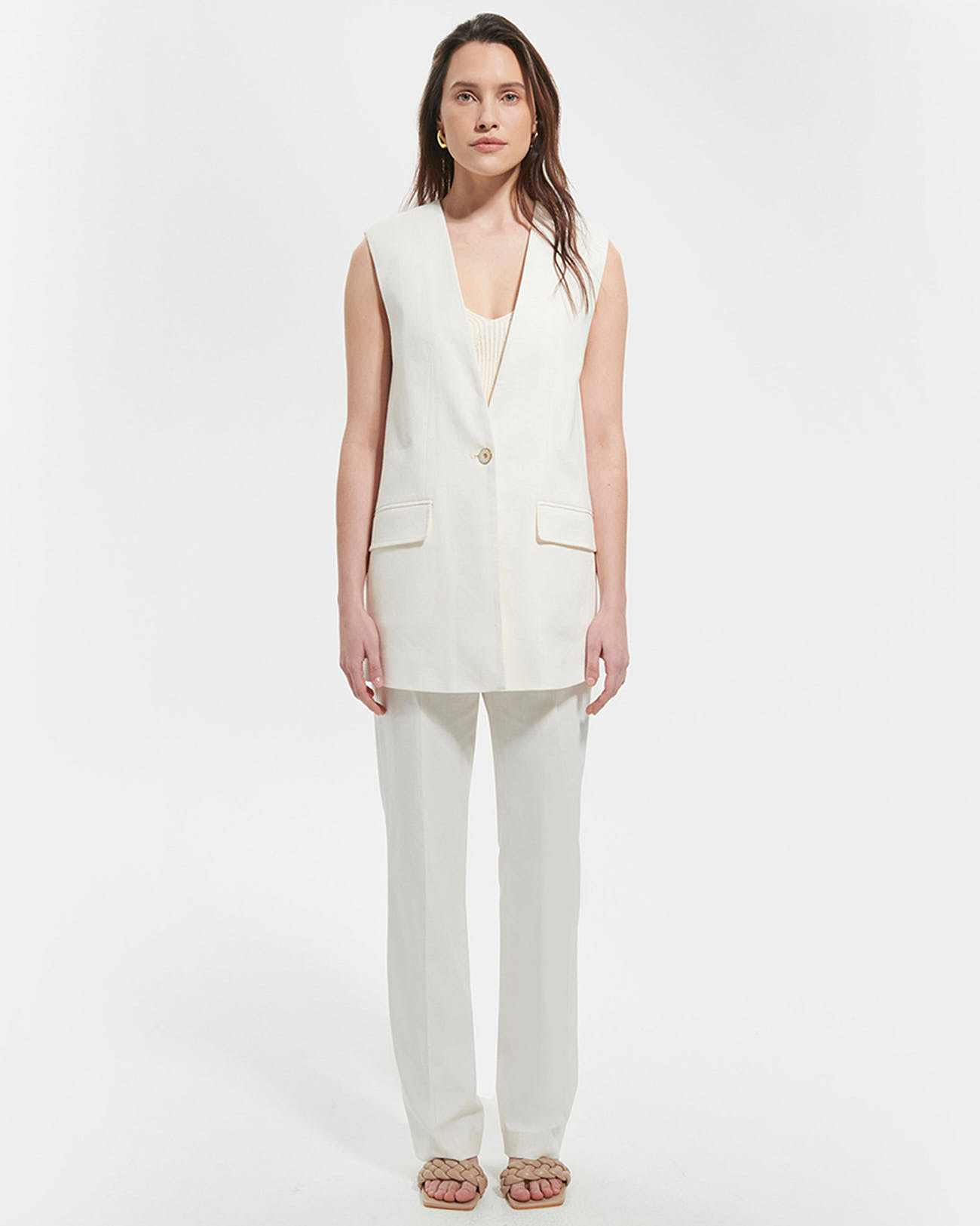 Vina jacket Ecru sleeveless jacket ZAPA