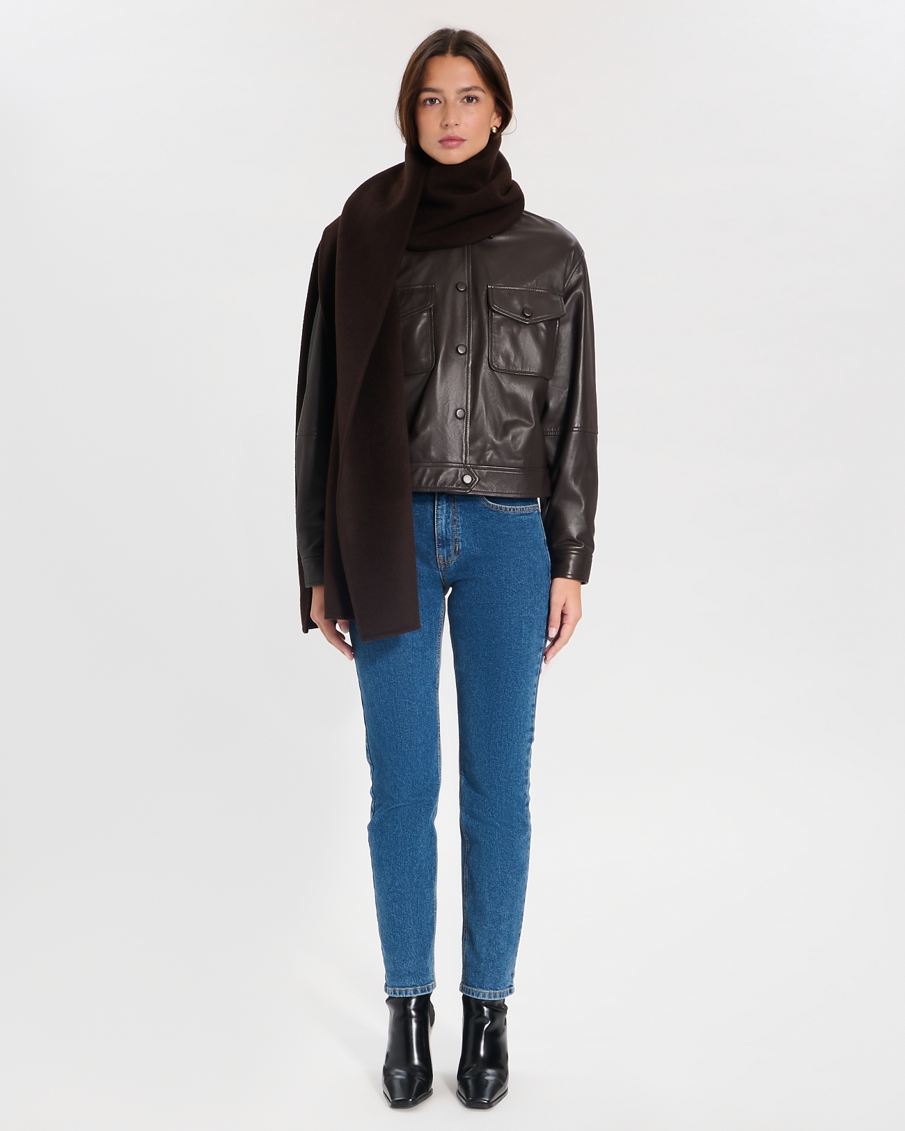 Evy scarf Chocolate double-faced scarf ZAPA