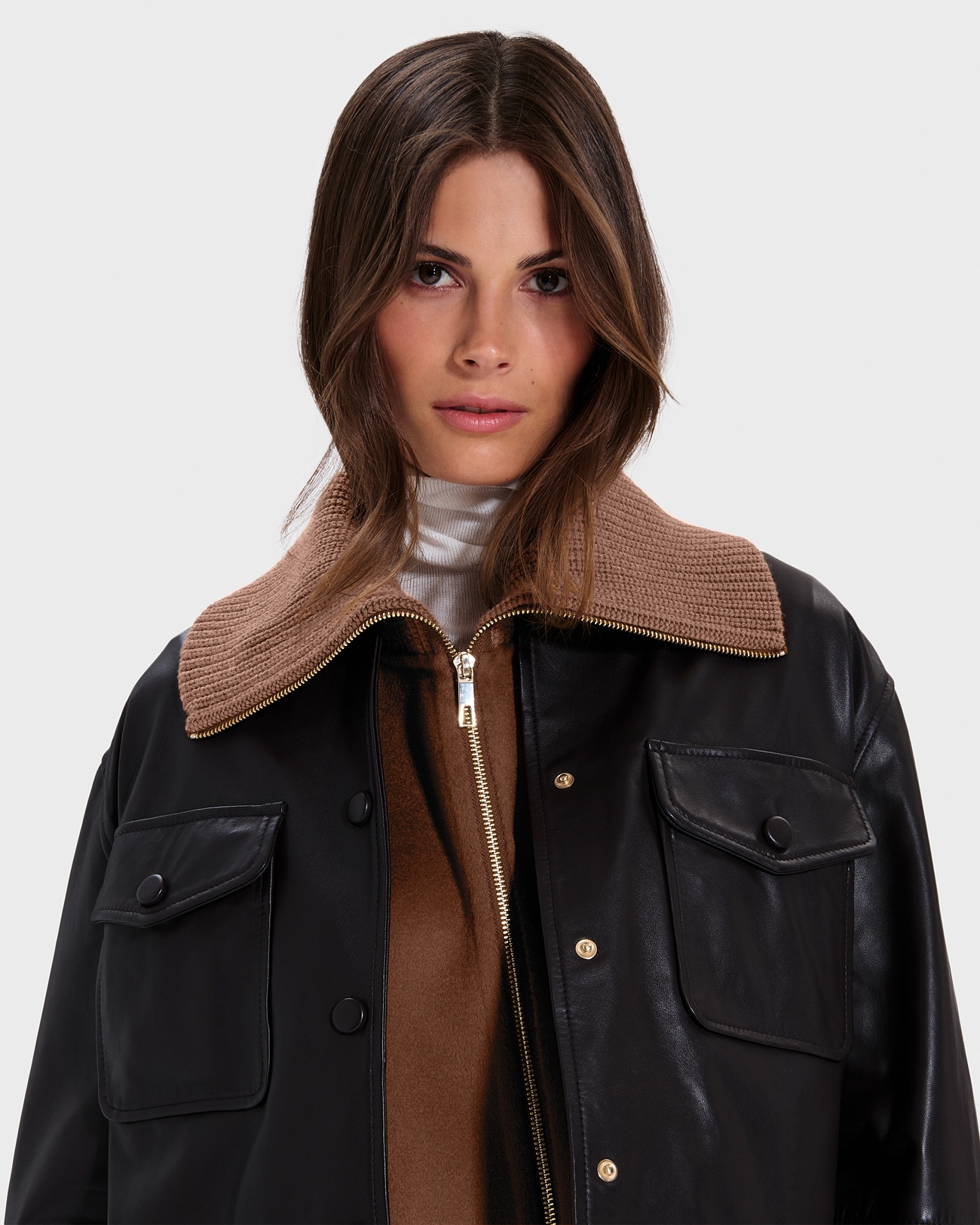 Cassandra Collar Camel Zipped Collar ZAPA
