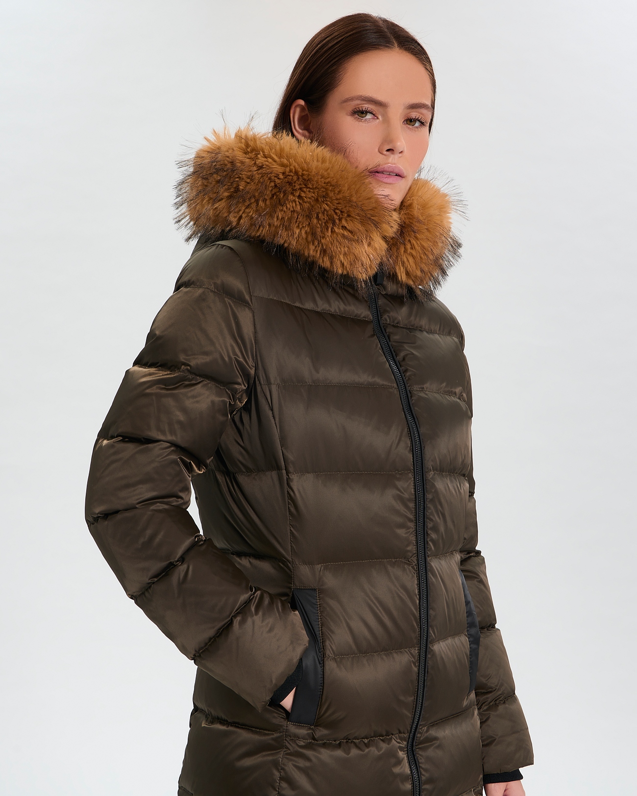 Puffer Jacket Dalyaf Khaki quilted mid-length puffer jacket ZAPA