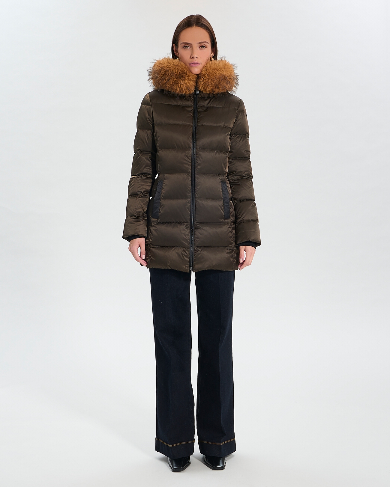 Puffer Jacket Dalyaf Khaki quilted mid-length puffer jacket ZAPA