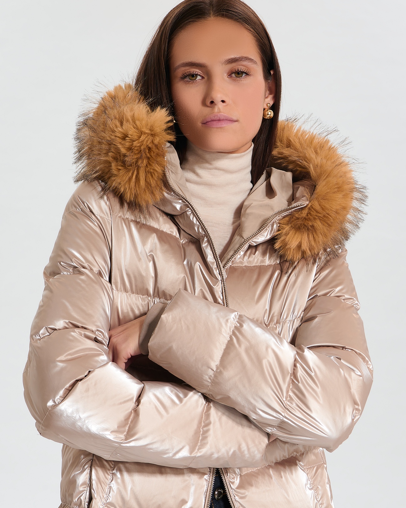 Puffer Jacket Dalyaf Borwn quilted mid-length puffer jacket ZAPA