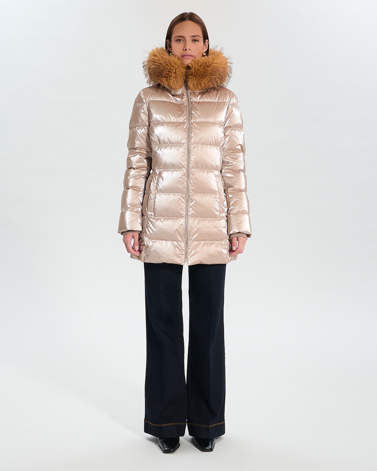 Puffer Jacket Dalyaf Borwn quilted mid-length puffer jacket ZAPA