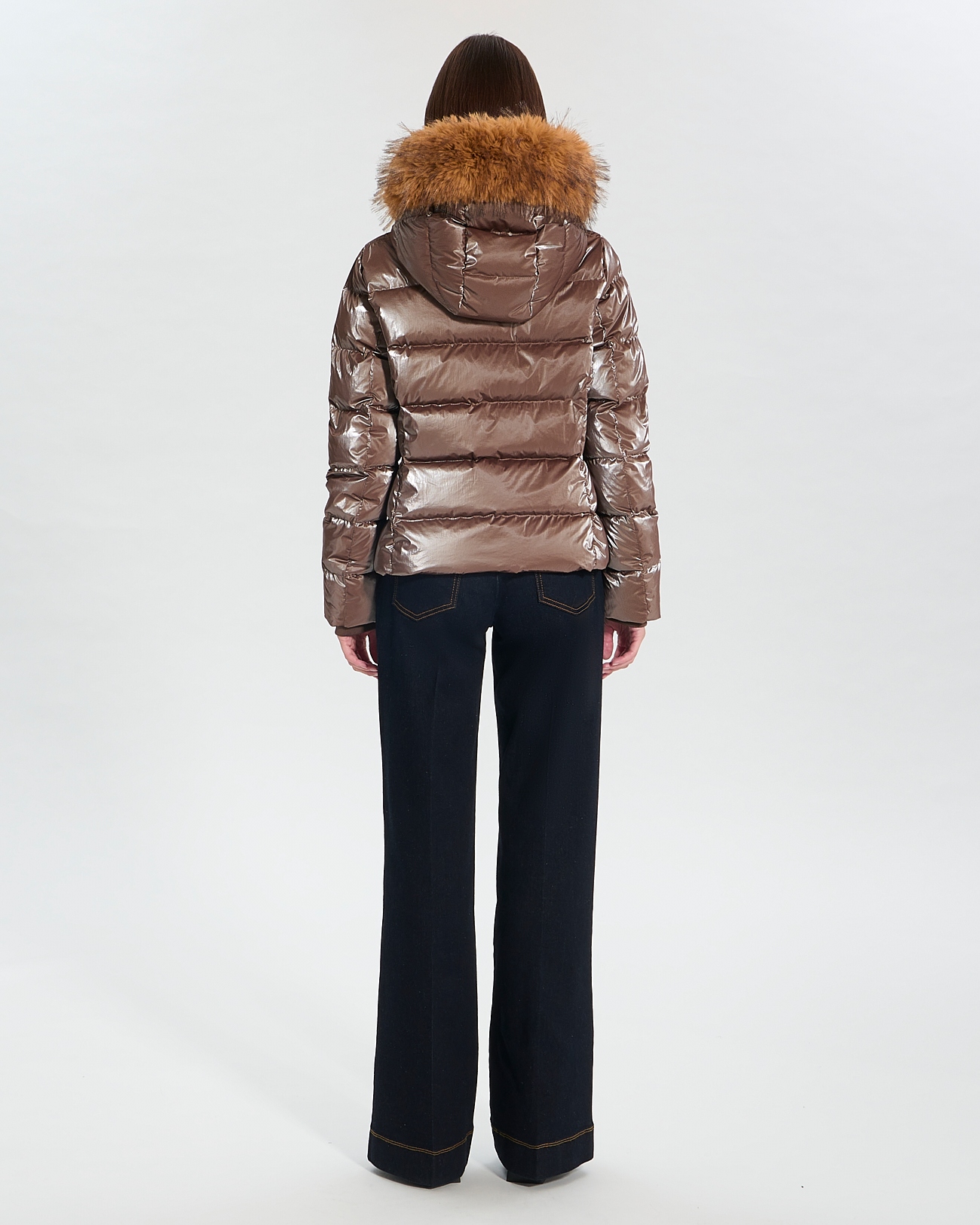 Puffer Jacket Dalyf Short Puffer Jacket Taupe Faux Fur ZAPA