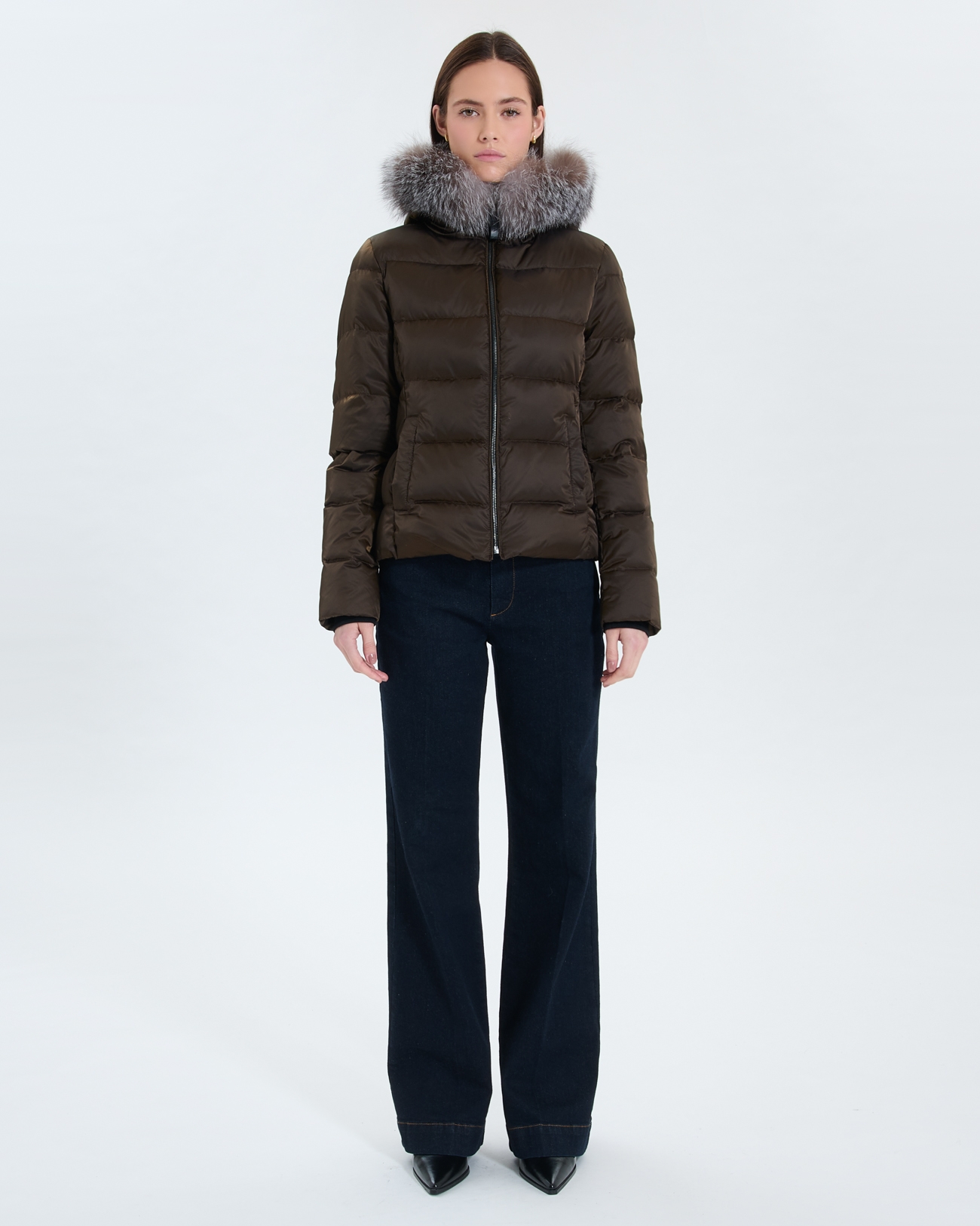 Daly down jacket Short khaki furry down jacket ZAPA