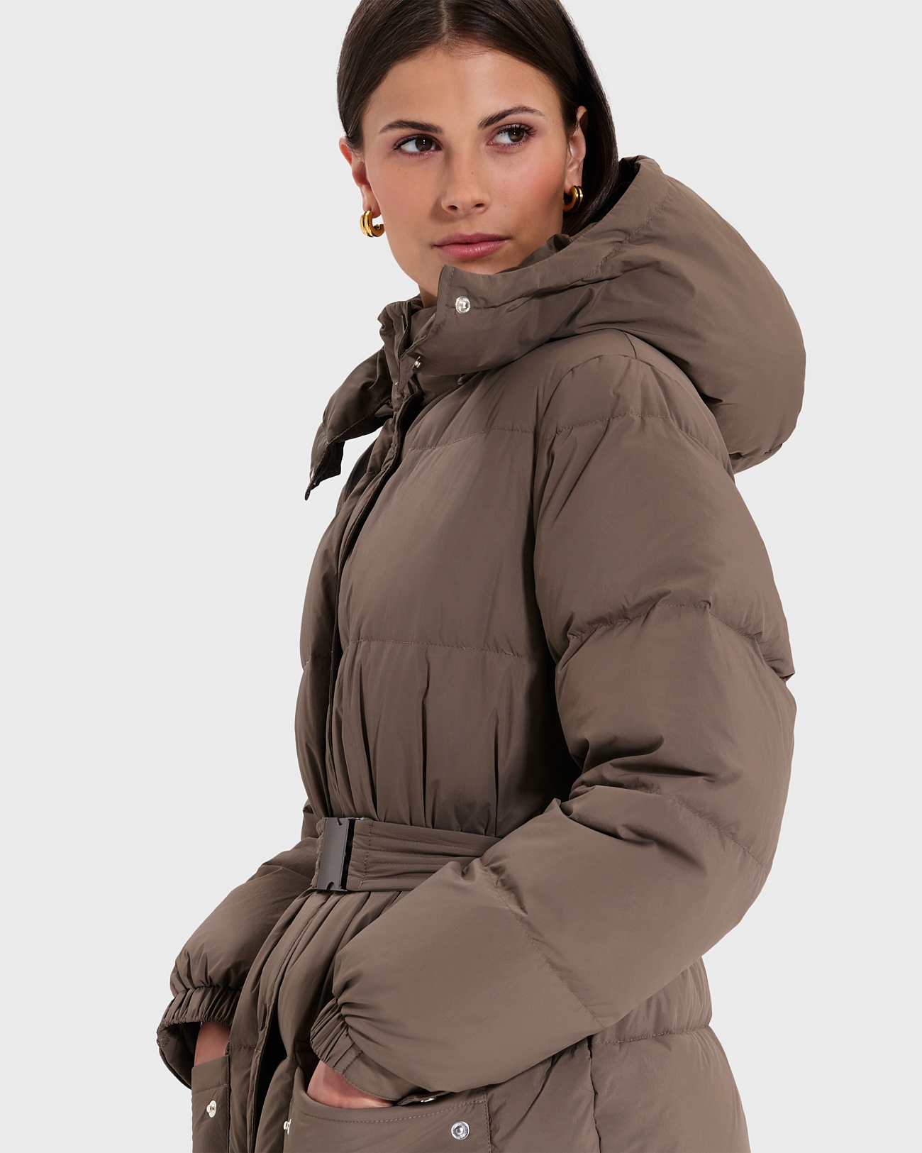 Dilek Down Jacket Khaki Fitted Down Jacket ZAPA