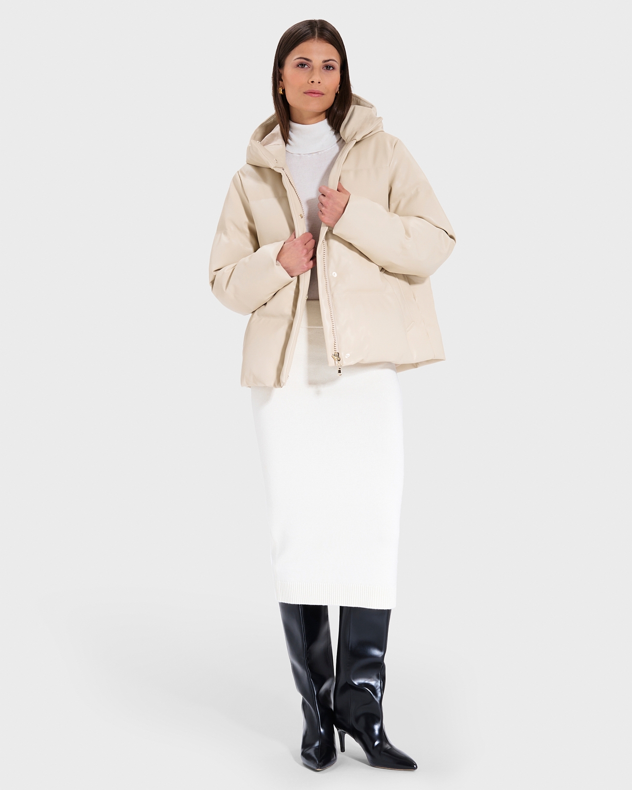 Diona Down Jacket Ecru Loose Down Jacket ZAPA