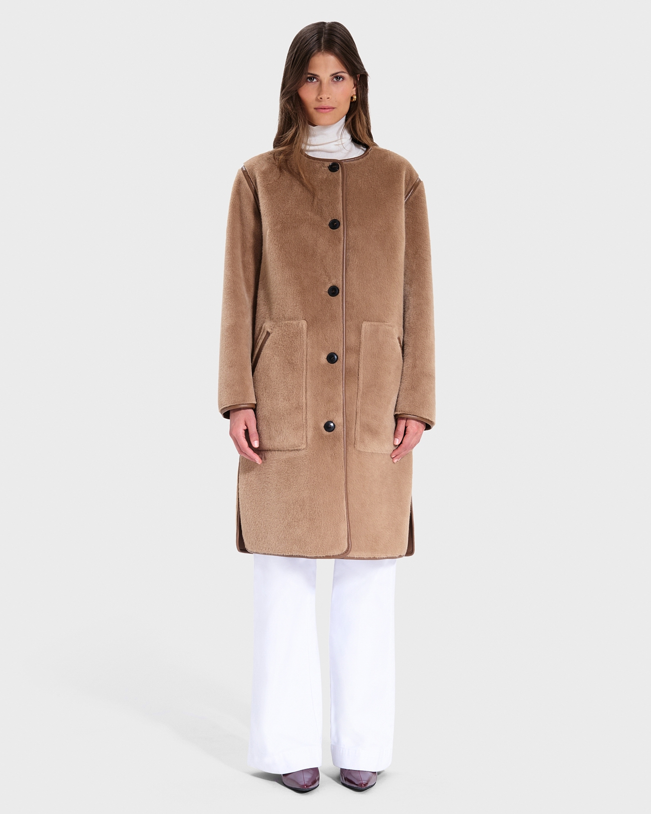 Mahona Coat Camel Long Faux Fur Coat ZAPA