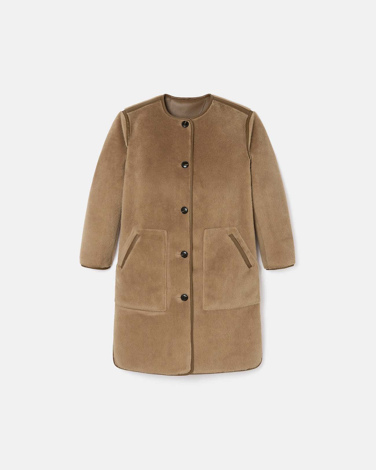 Mahona Coat Camel Long Faux Fur Coat ZAPA