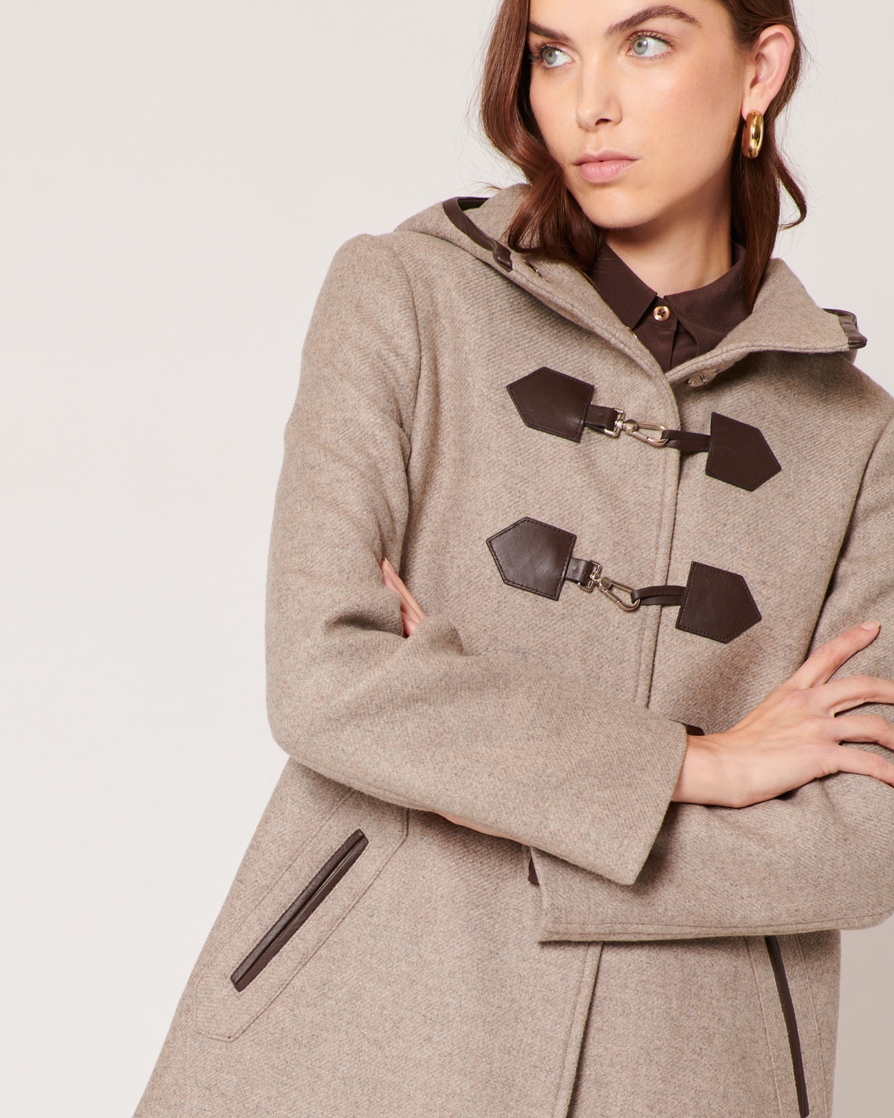 Meros coat Beige mid-length duffle coat ZAPA
