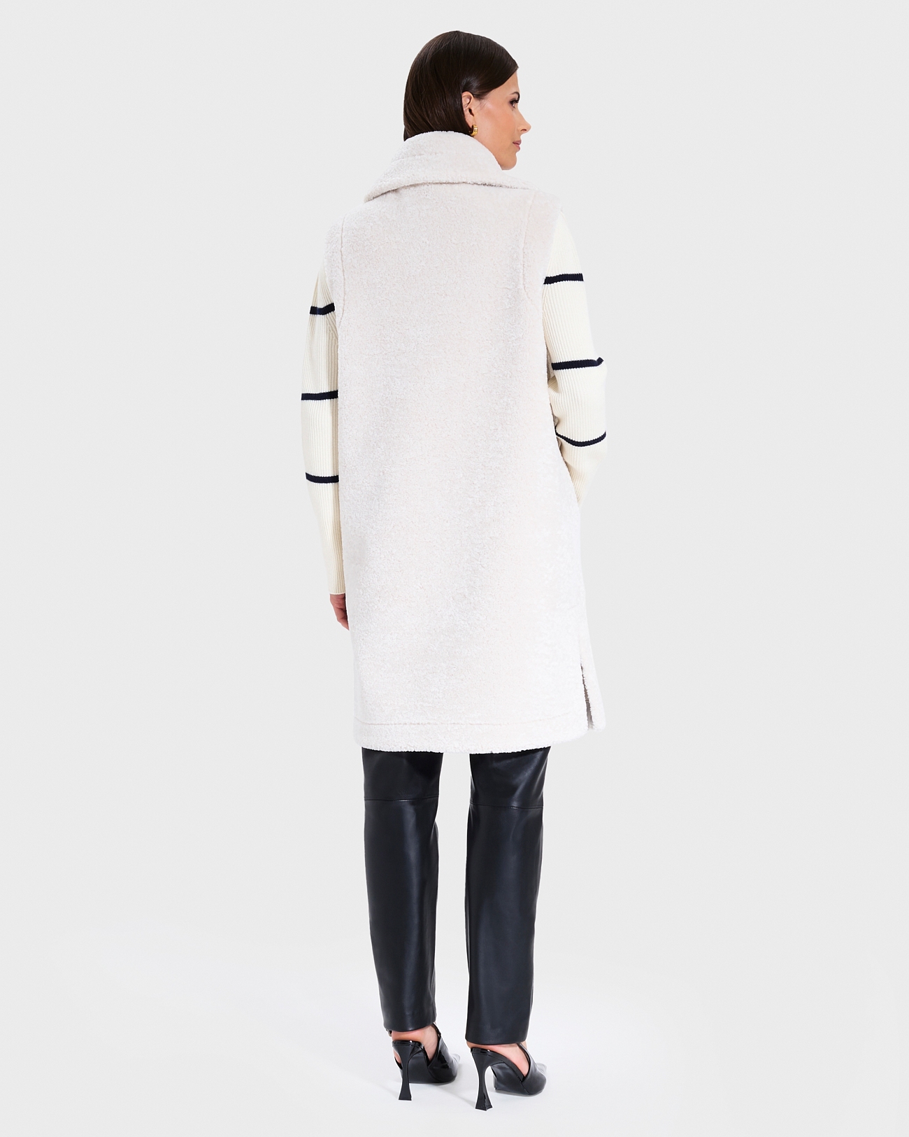 Macaria Coat Ecru Long Sleeveless Coat ZAPA