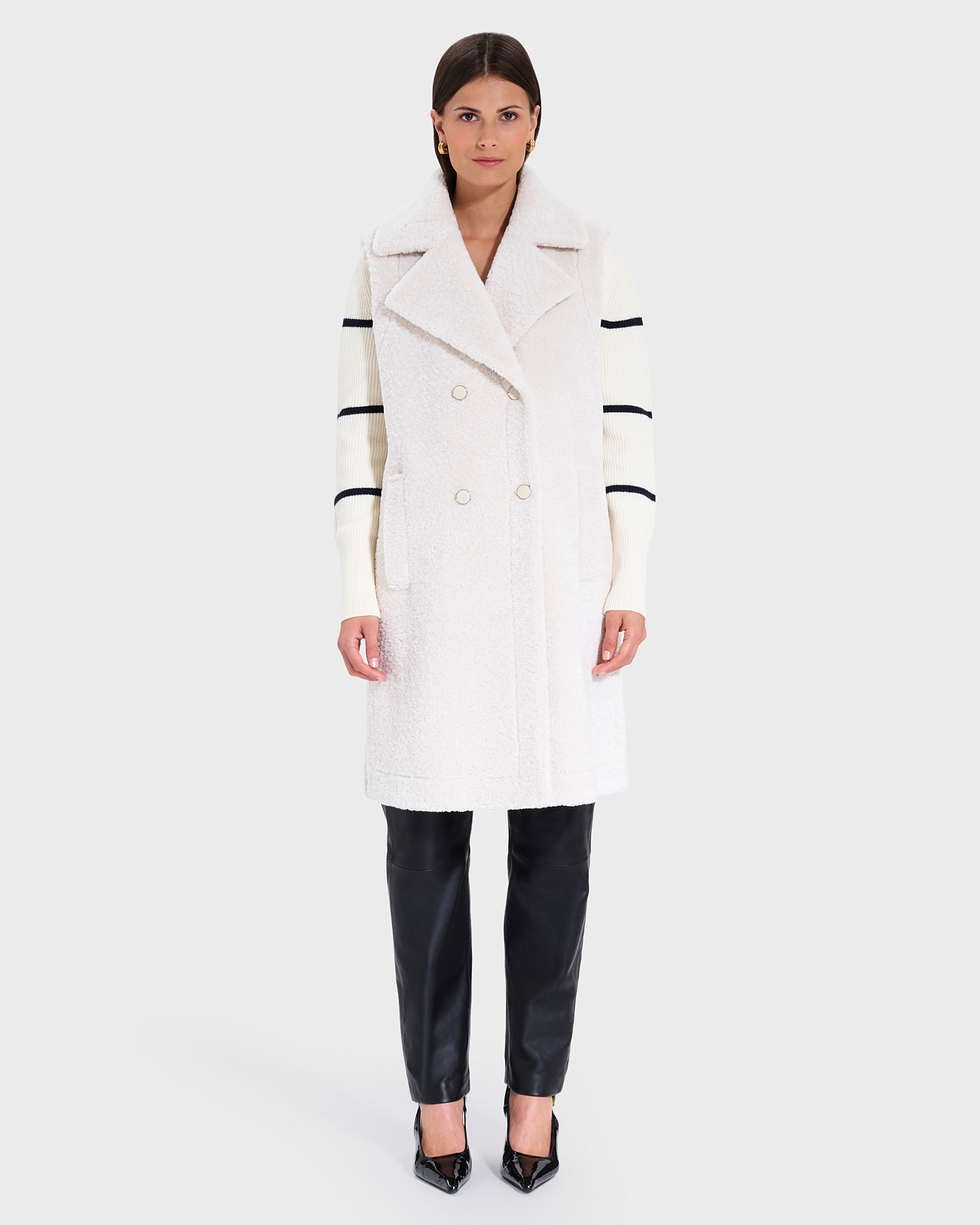 Macaria Coat Ecru Long Sleeveless Coat ZAPA