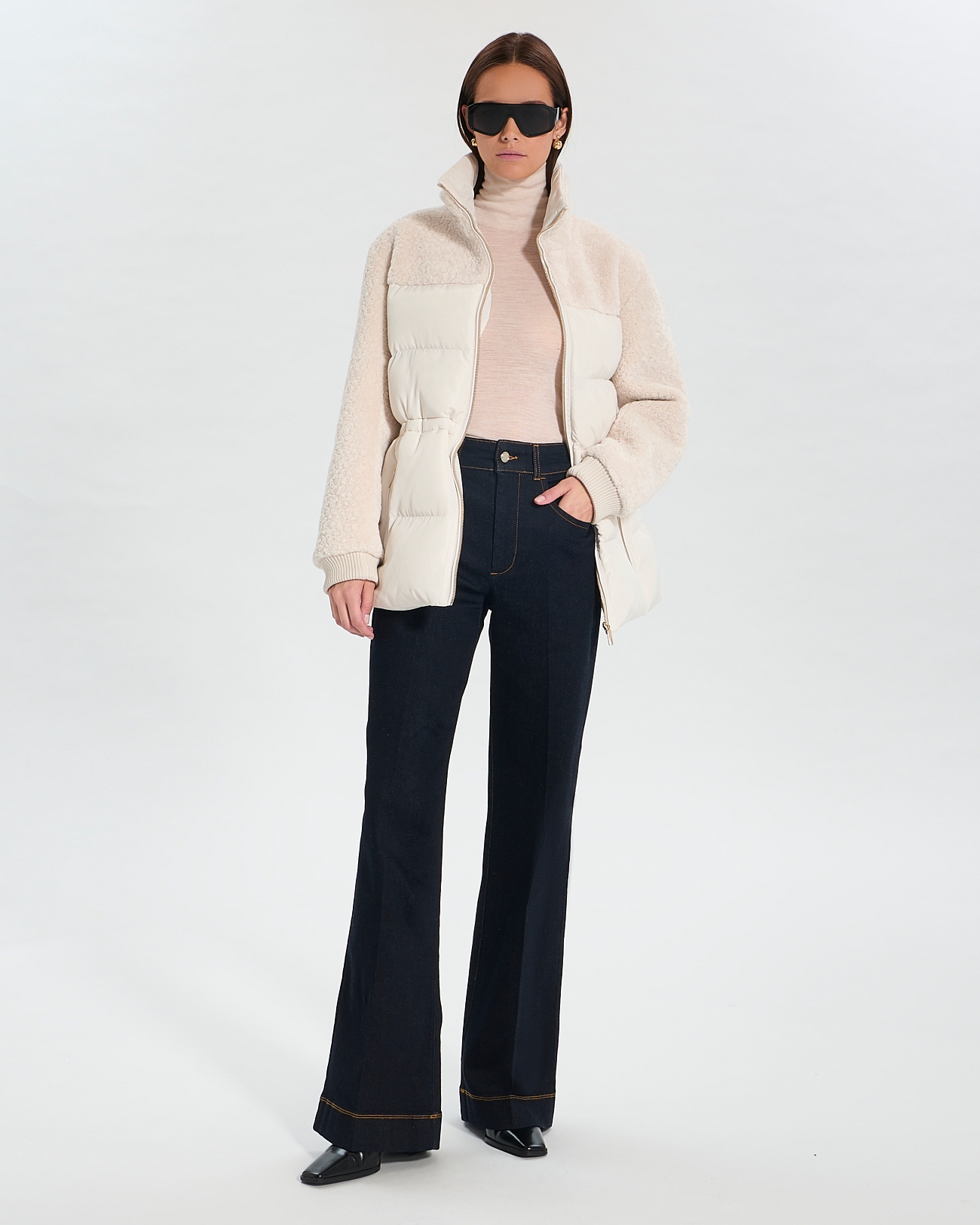 Melisse coat Short two-material ecru coat ZAPA