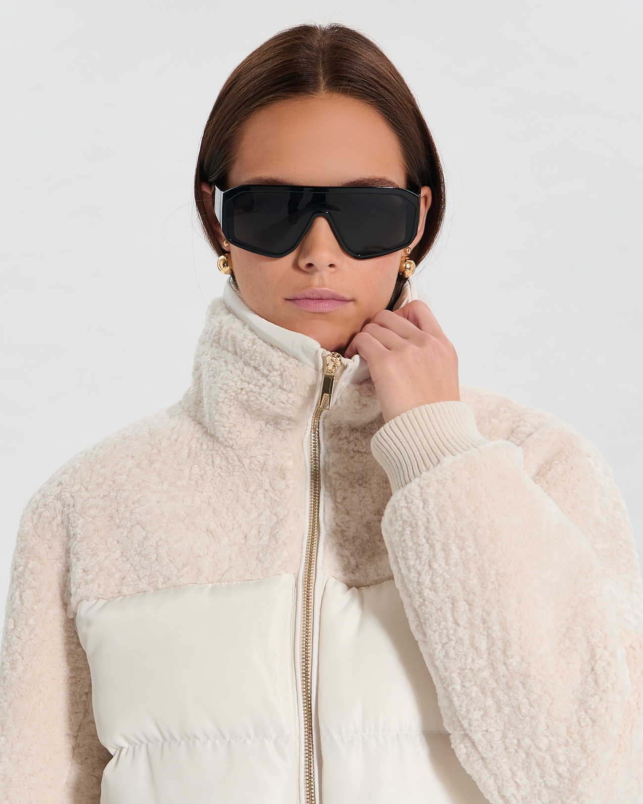 Melisse coat Short two-material ecru coat ZAPA