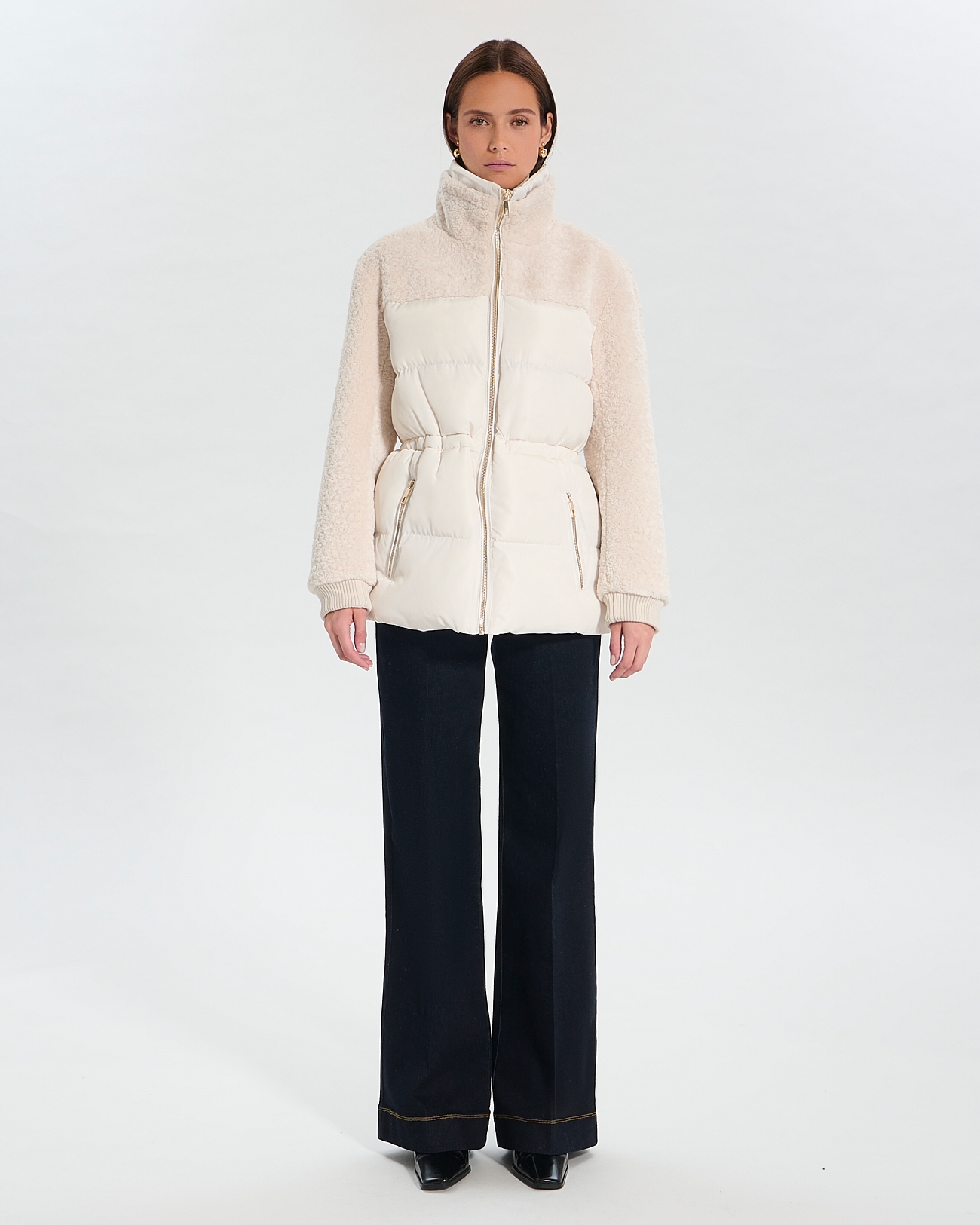 Melisse coat Short two-material ecru coat ZAPA