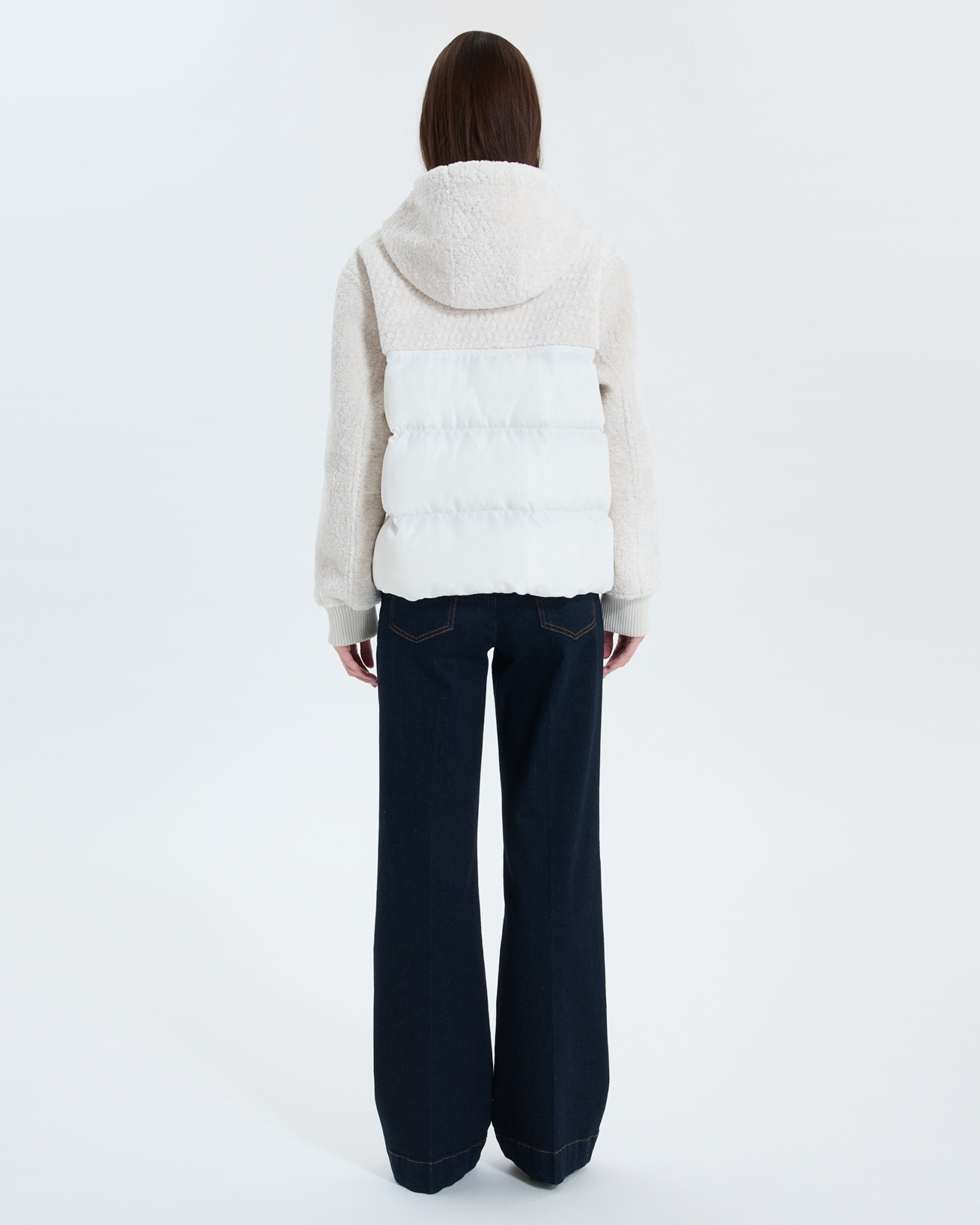Mey coat Short ecru bi-material coat ZAPA