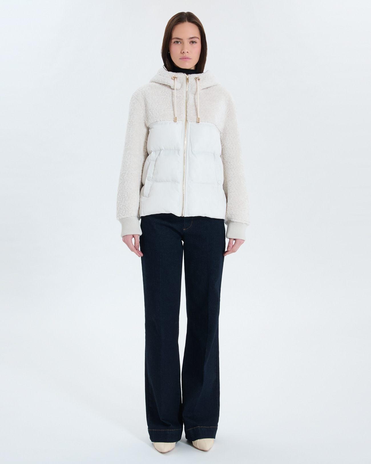 Mey coat Short ecru bi-material coat ZAPA
