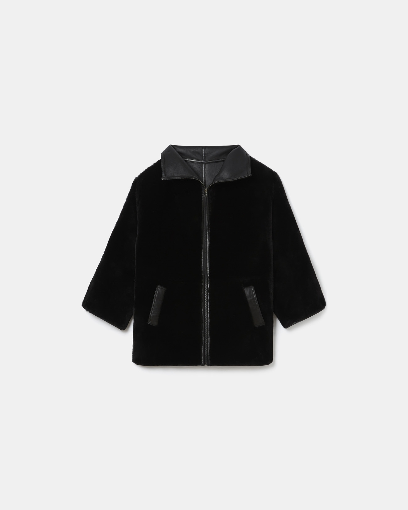 Manteau Maya Manteau en peau lain&eacute;e noir ZAPA