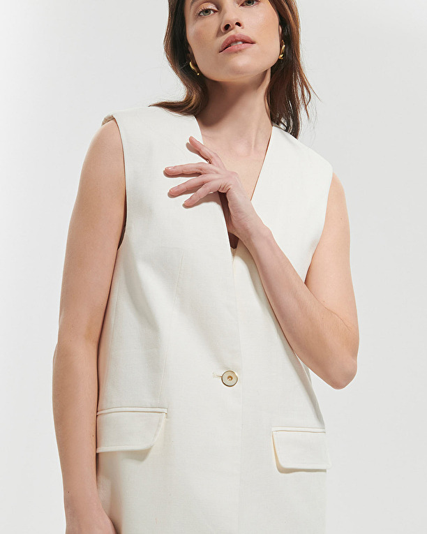 Vina jacket Ecru sleeveless jacket ZAPA