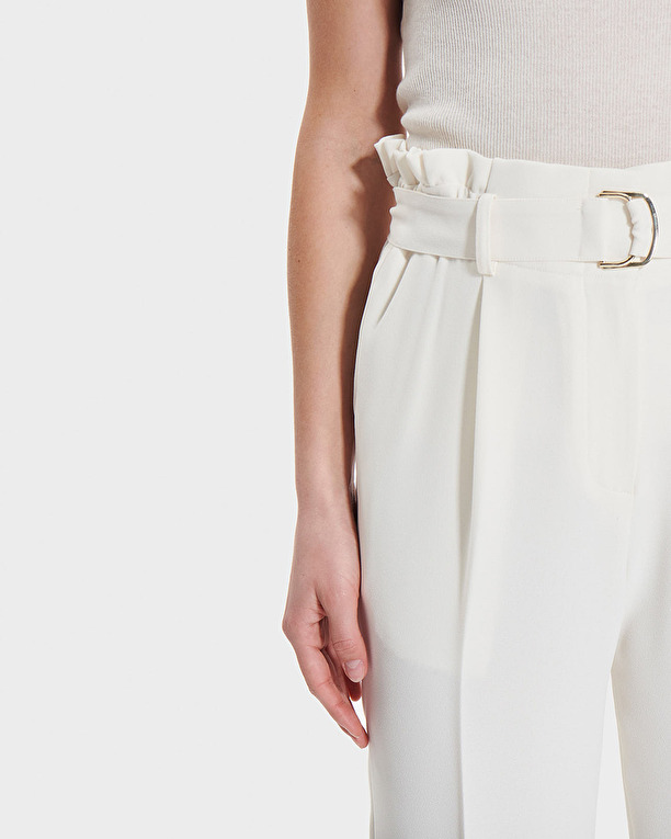 Patricia pants Ecru crepe straight-leg pants ZAPA