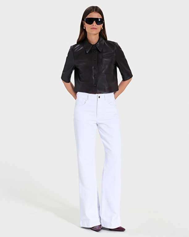 Celina Shirt Chocolate Short Leather Shirt ZAPA