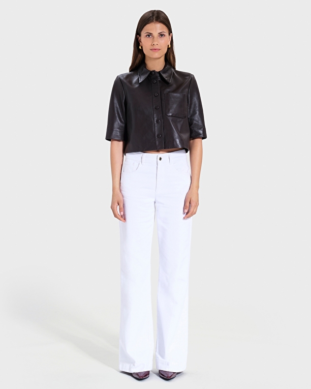Celina Shirt Chocolate Short Leather Shirt ZAPA